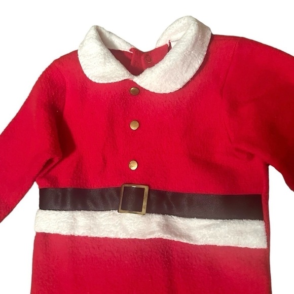 Vintage Carters Santa Outfit One Piece Footed Jumpsuit Pajamas Baby 6-9 Months - Picture 2 of 7